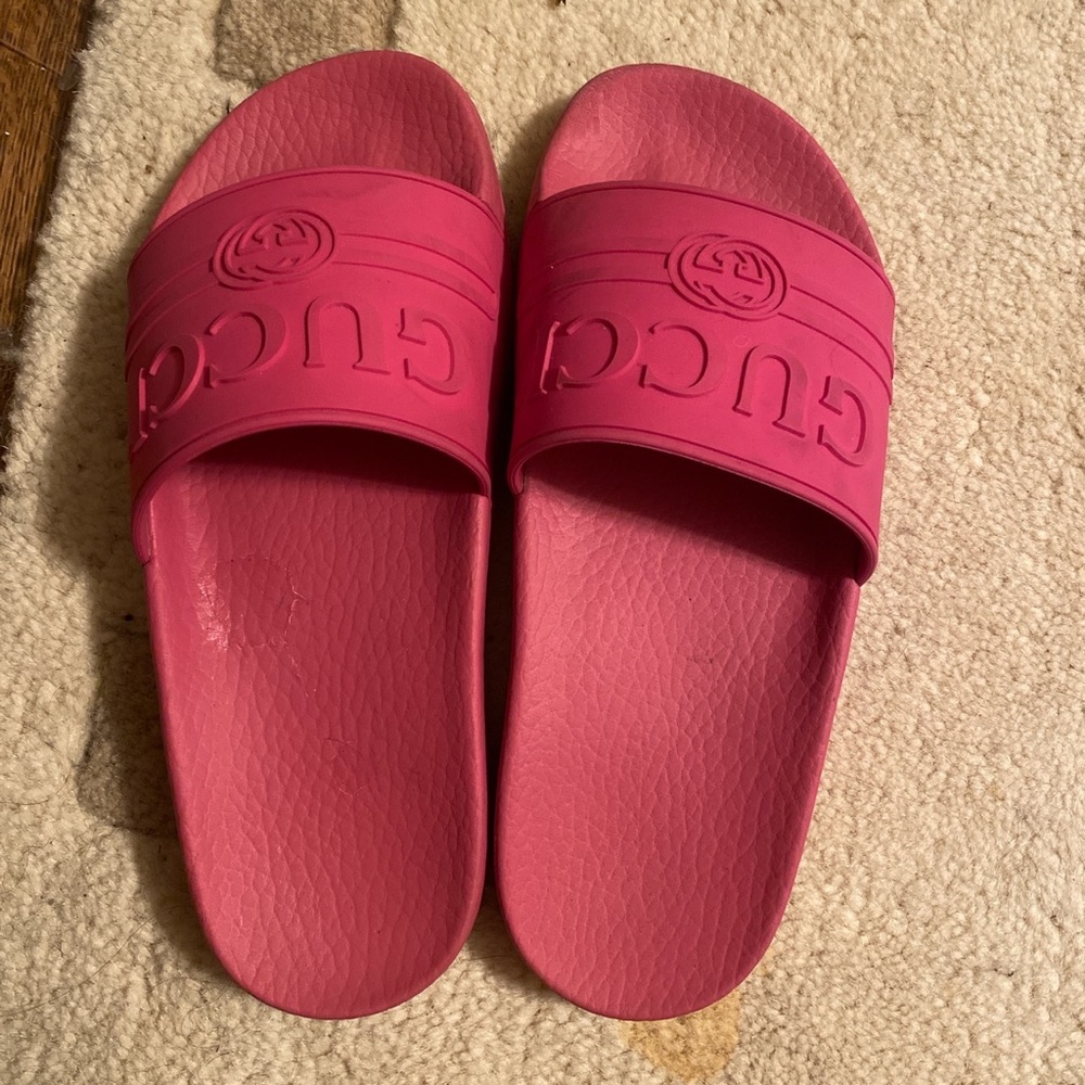 Pink Rubber Gucci Slides
